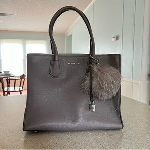 Micheal Kors Gray Purse with Puff Ball